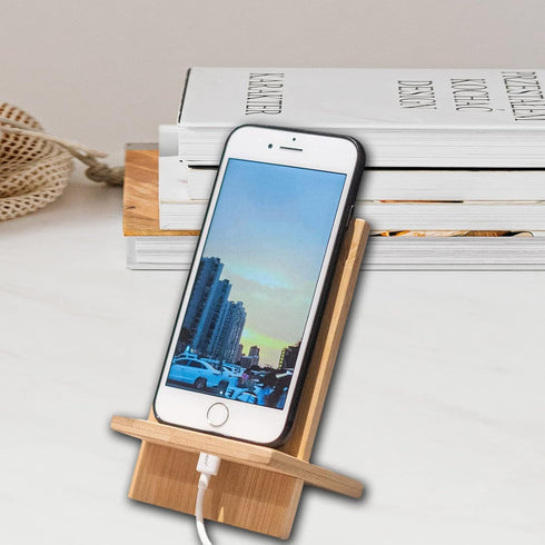 Bamboo Phone Stand with Charging Hole Detachable Portable Wood Mobile Phone Holder...