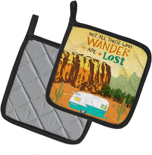 Caroline's Treasures VHA3025PTHD Retro Camper Camping Wander Pair of Pot Holders Kitchen Heat Resistant Pot Holders Sets Oven Hot Pads for Cooking...