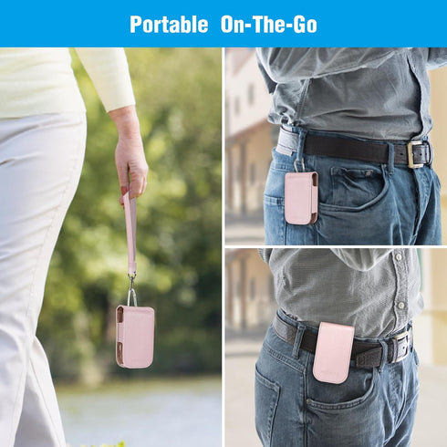PU Leather Protective Case for Freestyle Libre 3 2 / Libre Reader, Lightweight Shockproof Diabetic Storage Carrying Case with Carabiner Clip and H...