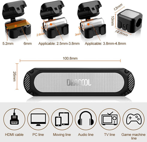 Magnetic Cable Holder 6 Slots Cable Clips Cable Management Wire Organizer Under Desk Self Adhesive Sticky for USB Cord Wall Nightstand Car Chargin...