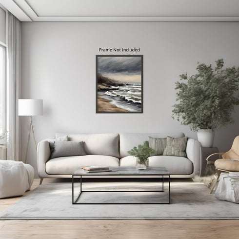 Posterizer 1 pcs-the sea and the beach in winter in oil painting style-2-Landscape & Nature Art-GIft for Men Women Teens-Dining Room Decor- unfram...