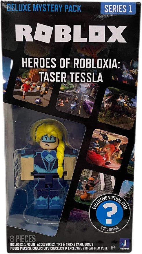 Roblox Deluxe Mystery Pack Action Figure Series 1 - Includes Exclusive Virtual Item (Choose Figure) (Taser Tessla)...