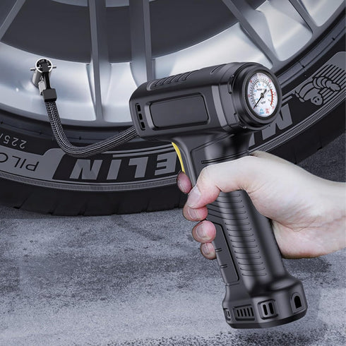Tire Inflator Portable Air Compressor, Pump for Car Tires, Handheld Air Pump, Air Compressor Car Tire Pump, Tire Inflator with Pressure Gauge, LED...