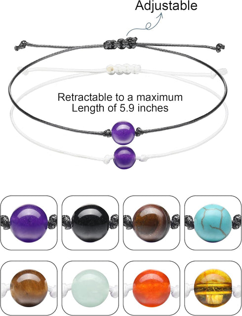 16 Pcs Carnelian Crystal Bracelet Adjustable Gemstone Bracelet with Wish Cards Braided Beaded Spiritual Bracelets Gemstone Anklet Crystal Anklet Y...