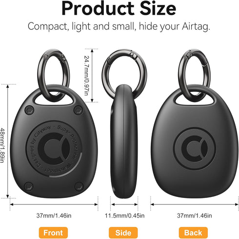 (4 Pack) AirTag Keychain Holder Case | IPX8 Waterproof, Ultra-Compact | Portable Air Tag Holder Cover for Dog Collar, Backpack, Keys, Luggage - Bl...