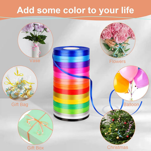 27 Roll Curling Ribbon, 3/16 Inch x 32.8 Yard Balloon String, 15 Colors Ribbons for Crafts, Balloon String Ribbon for Party, Festival, Florist Flo...