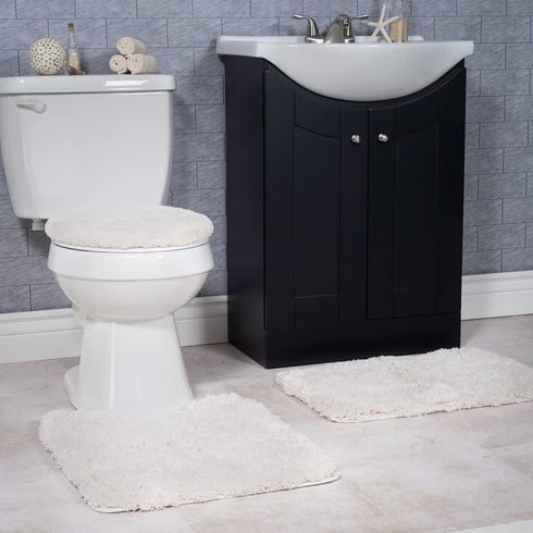 Lavish Home 3 Piece Super Plush Non-Slip Bath Mat Rug Set - Ivory...