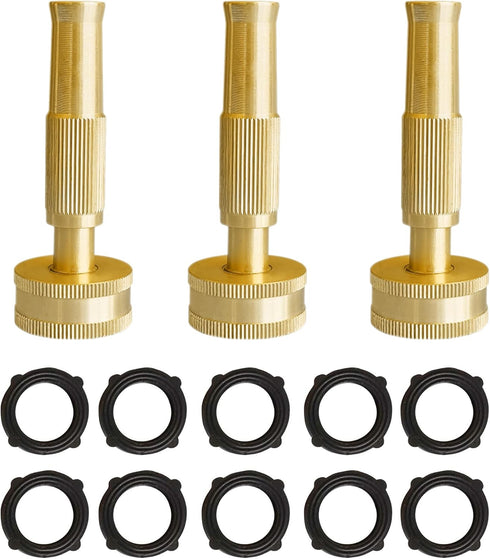 Adjustable Metal Twist Hose Nozzle Sprayer, 4" Heavy-Duty Brass Hose Nozzle Garden Sprayer with 10 Rubber Washers, for Gardening Watering Patio La...