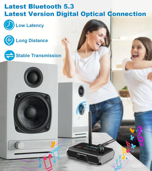Bluetooth 5.3 Receiver for Home Stereo, Optical Low Latency & HD Music Audio Bluetooth to RCA Adapter for Stereo/Speakers/Wired Speakers/Home Musi...