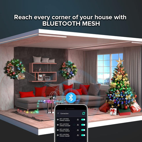 BTF-LIGHTING RGB IC WS2812B USB Twinkle Smart Fairy Light String 32.8FT 100pixel Black Wire Music Bluetooth Mesh APP IR Remote DIY Control Sync Co...