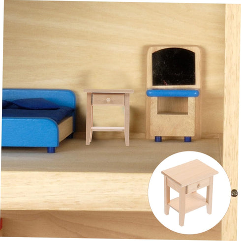 SAFIGLE Doll House Side Cabinet Miniature Bedside Table Miniature Bedside Cabinet Dollhouse Bookshelf an Fittings Doll House Furniture Nightstand ...