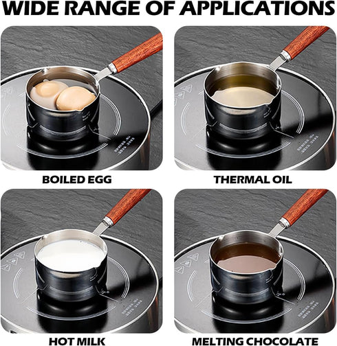 Saucepan with Pour Spouts Stainless Steel Handheld Oil Pan Sauce Pans Small Nonstick Milk Pot Kitchen Tool Sauce Pans for Milk Butter Sauce?250ml?...