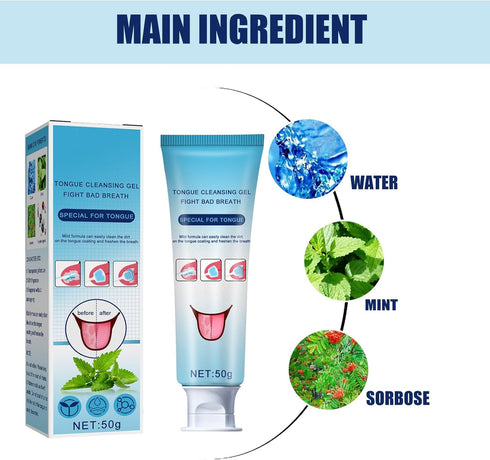 Oral Hygiene Brush & Tongue Cleansing Gel, Probiotic Tongue Cleaning Gel Set,Tongue Cleaning Paste, Maintain Oral Health (2pcs-Mint&Peach)...