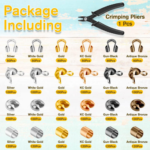 2220 Pieces Crimp Beads for Jewelry Making, Acejoz Knot Covers, Crimp Tubes and Wire Guardians with Crimping Pliers for DIY Jewelry Bracelets Neck...
