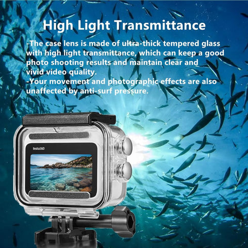 Waterproof Case&Floating Hand Grip Compatible with Insta360 GO 3S, Protective Underwater Dive Housing Shell with Bracket Accessories for Insta360 ...