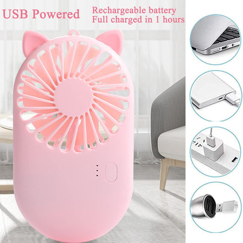 Mini Portable Fan Powerful Small Personal Desk Fan Handheld Fan Speed Adjustable USB Rechargeable Fan Pocket Fan Eyelash Fan for Women Girls Home ...