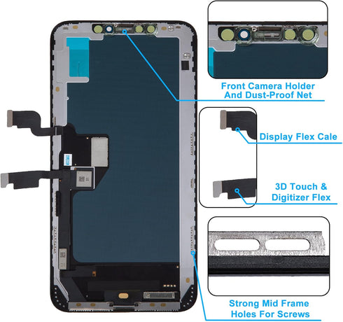 Screen Replacement for iPhone Xs Max 6.5', 3D Touch Display Full Repair kit, Digitizer Assembly with Tools Set, Tempered Glass, Instruction...