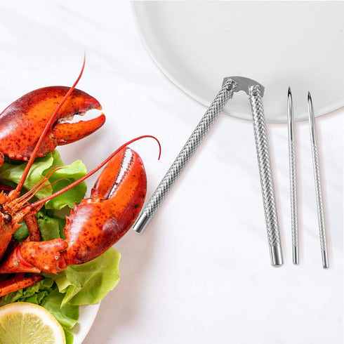 Nut Crackers and Picks, Stainless Steel Nutcracker Silver Metal Shell Cracker for Seafood Nuts (6)...