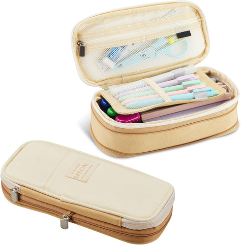 Sonuimy Large Capacity Pencil Case Pouch with Zipper, Portable Aesthetic Cute Big Capacity Pencil Cases Pen Office Travel Stationery Makeup Bag, D...