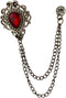 Knighthood Red Stone Gun Metal Engraving Stone Chain Brooch...