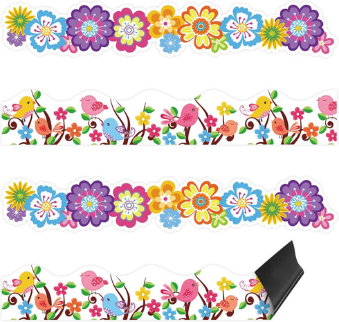 Hedeey Magnetic Spring Bulletin Board Border Trim,Magnetic Spring Borders for Bulletin Board Decorations,Spring Bulletin Board Decorations for Cla...