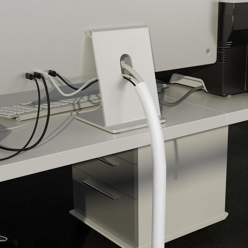 D-Line White 43in Cable Sleeve, Flexible Wire Protector Tubing, Split Electrical Conduit, Plastic PC Cable Management Tube, Cord Sheath, TV Loom T...