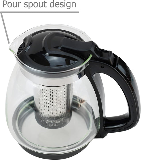 Glass Teapot with Removable Infuser & Protection Base, Tea Maker Serving Pot for Blooming Tea Loose Leaf Tea - 1350ml/47oz...