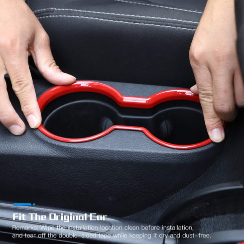 CheroCar for JK Front Water Cup Holder Trim Cover for Jeep Wrangler JK JKU & Unlimited 2010-2018, ABS Interior Decor (Red)...
