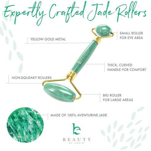 Beauty by Earth Jade Roller for Face - Face Massager Skin Care Tools with Small Eye Roller for Puffy Eyes, Face Care to Reduce Puffy Eyes, Facial ...