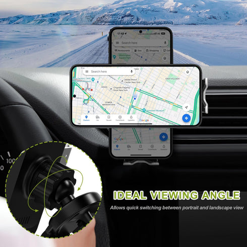 15W Fast Wireless Car Charger Mount - Wireless Charging Car Mount Auto-Clamping.Windshield/Air Vent Phone Holder,Quick Charging for 9/10/11/12/13/...