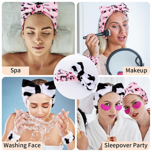 6 Pcs Puffy Spa Headband and Wristbands for Face Washing Skincare Headbands for Women Face Wash Headband Soft Makeup Skin Care Hair Accessories fo...