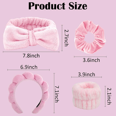 Skincare Spa Headband, Skincare Sponge Headbands for Washing Face, Puffy Make up Headbands with Fluffy Wristbands Set for Women Girls, Soft Terry ...