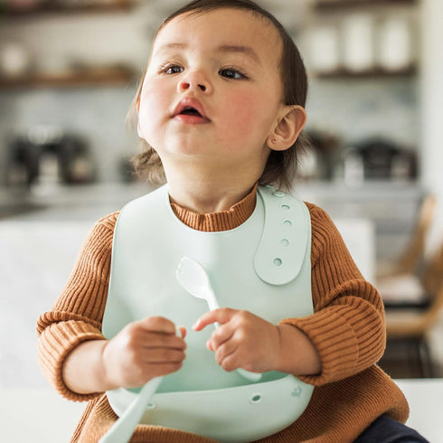 green sprouts Unisex Baby Scoop Silicone Bib, Light Blueberry...