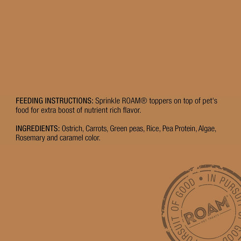 ROAM Ossy Exotic Dog Topper - Sustainably Raised Ostrich Meat Dog Food Topper - Non-GMO Ostrich Dog Treats 4 Ounce...