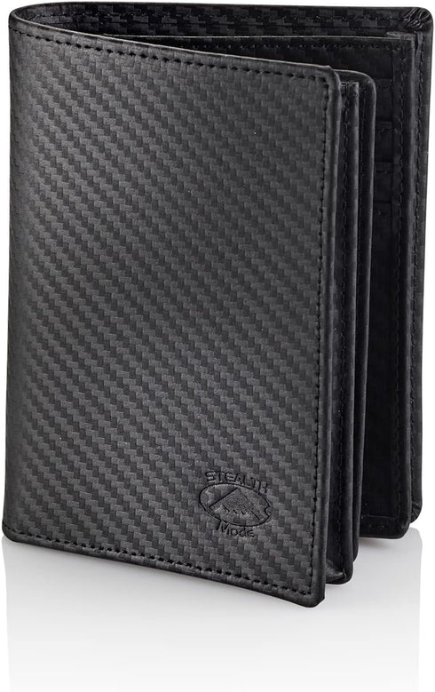 Stealth Mode Large Mens Bifold Wallet with ID Window and RFID Blocking (Carbon Fiber)...