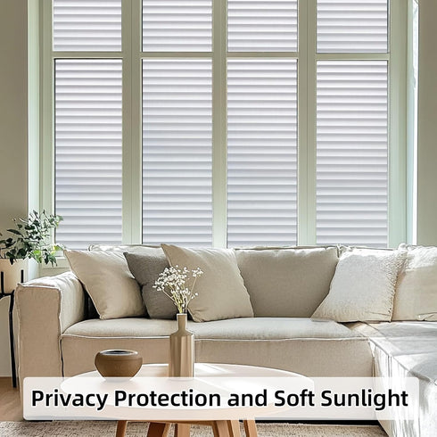 DUOFIRE Window Film Blinds Pattern Privacy Window Film Glass Film Static Cling Glass Film No Glue Anti-UV Window Sticker for Bathroom Bedroom Livi...