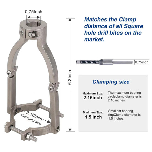 Square Hole Drill Bit Adapter, Mortising Attachment for Hand Drill/Drill Press, Mortise and Tenon Tools, Square Hole Drill Bits for Wood, Accessor...