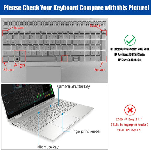 2 Pack Keyboard Cover for HP Laptop 15.6" 15-dw 15-dy 15-ef 15-da/db 15-bs/bw 15t 15z 15t-dy200 15t-dw300/HP Spectre x360 15t eb0043dx/HP Envy 17 ...