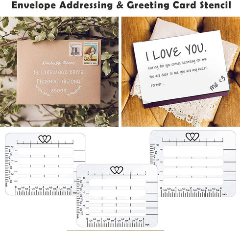 Straight Line Stencil Templates and Envelope Addressing Guide Stencil Set of 6,Line Drawing Stencil Lettering Guide,College Ruled 9/32" and 0.35" ...