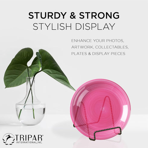 Tripar Decorative Twisted Wire Stand, Black Display (4 Inch Depth) - Tabletop Display - Handcrafted Square Edge Design for Sleek & Modern Look - P...