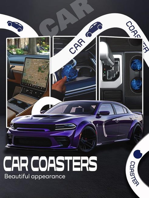 WOCOCN Car Coasters,Cup Holder Coasters for Car,2.75inch Anti Slip and Absorbent,Cute Accessory Decor for Cup Holder,Pack of 2 (Blue Sky)...