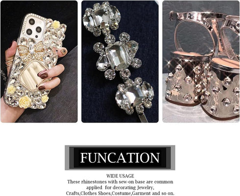 TANOSII Sew on Rhinestones 100 PCS Mixed Shapes Glass Rhinestones Sew on Crystal Gems Mental Flatback with Silver Claw for Jewelry Crafts Clothes ...