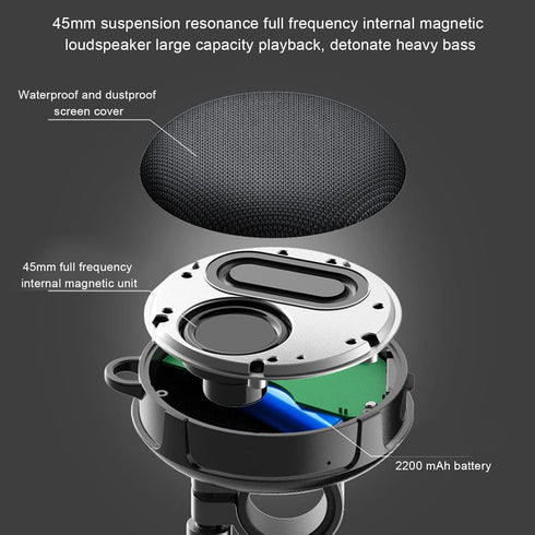Portable Bluetooth Speaker, 8W IP67 Waterproof Wireless Bike Speaker with 4000mAh Battery, Support Memory Card, Portable Speaker for Outdoor Ridin...