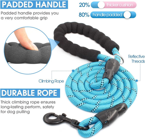 BAAPET 2 Packs 5/6 FT Dog Leash with Comfortable Padded Handle and Highly Reflective Threads Dog Leashes for Small Medium and Large Dogs (5FT-1/2'...