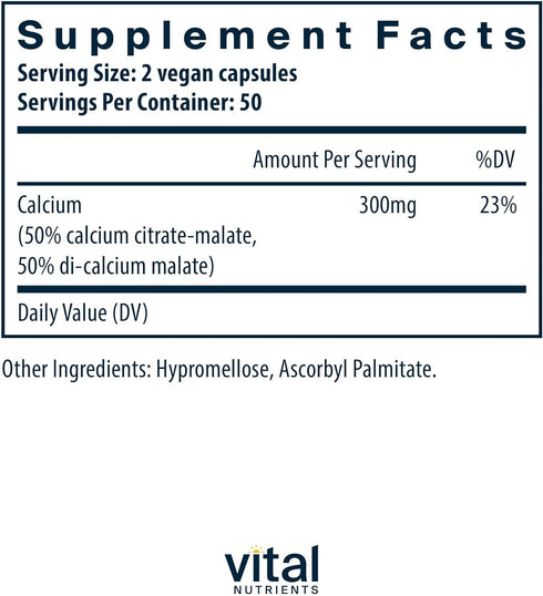Vital Nutrients Calcium Citrate and Malate Complex 150mg | Vegan Supplement | Support Bone Strength, Muscle and Cardiovascular Health* | Gluten, D...