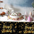 Ruisita 2 Pack Black Gold Table Cloth Cover Happy Birthday Tablecloth Party Tablecloths Rectangular Table Cloth Cover for Indoor or Outdoor Partie...