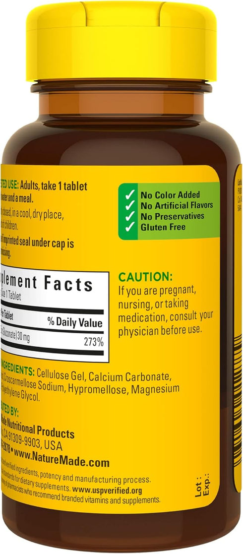 Nature Made Zinc 30 mg, Dietary Supplement for Immune Health and Antioxidant Support, 100 Tablets, 100 Day Supply...