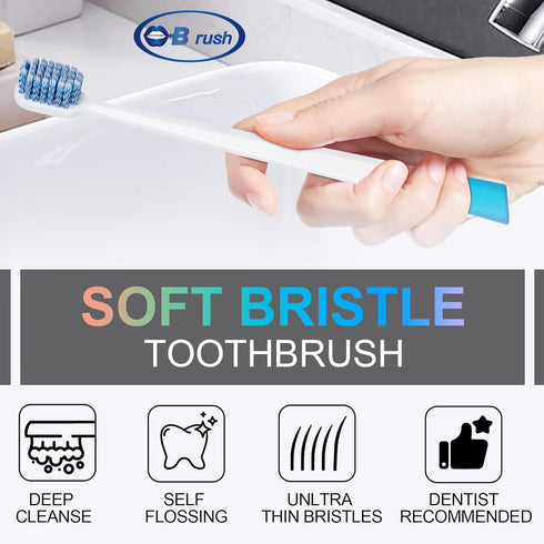Extra Soft Toothbrushes for Adults - Wide Head Flossing Brush Tapered Bristles Ultra Clean Brushes Individually Wrapped Travel Toothbrush Variety ...