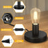 Licperron Table Lamp Base, E26 E27 Black Mini Desktop Night Stand Light without Shade, Small Short Metal Edison Bulb holder Desk Exposed Bulb Base...