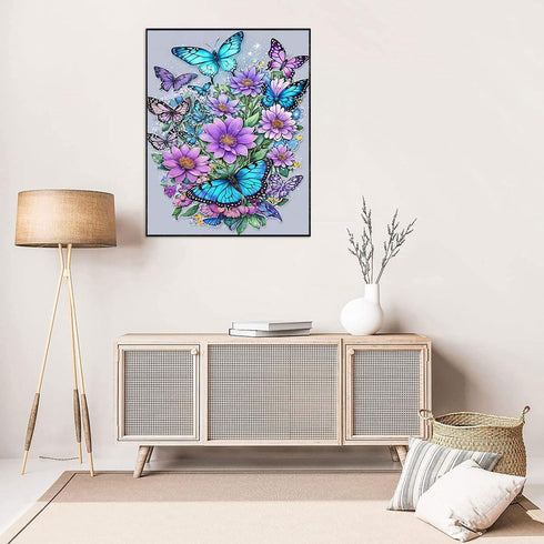 Butterfly Stamped Cross Stitch Kits - Flowers Needlepoint Counted Cross Stitch Kits for Beginners Adults Patterns Dimensions Needlecrafts Embroide...